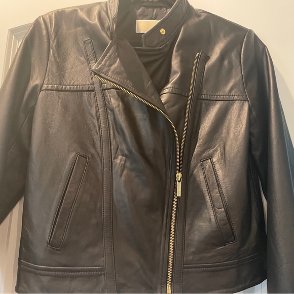 Michael Kors, vegan leather jacket with gold zipper.Only used few times. - Picture 3 of 3